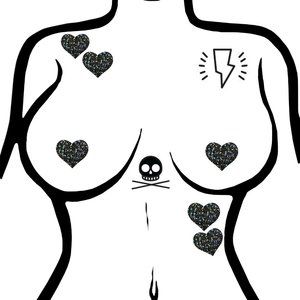 Body Minis Black Glitter Heart Nipple & Body Pasties 8PK Set
